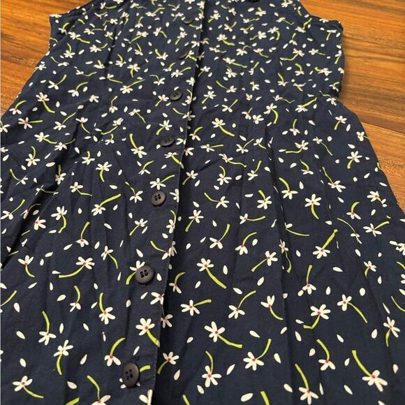 Christie Brooks vintage navy white floral button down collared sleeveless dress - Picture 5 of 6